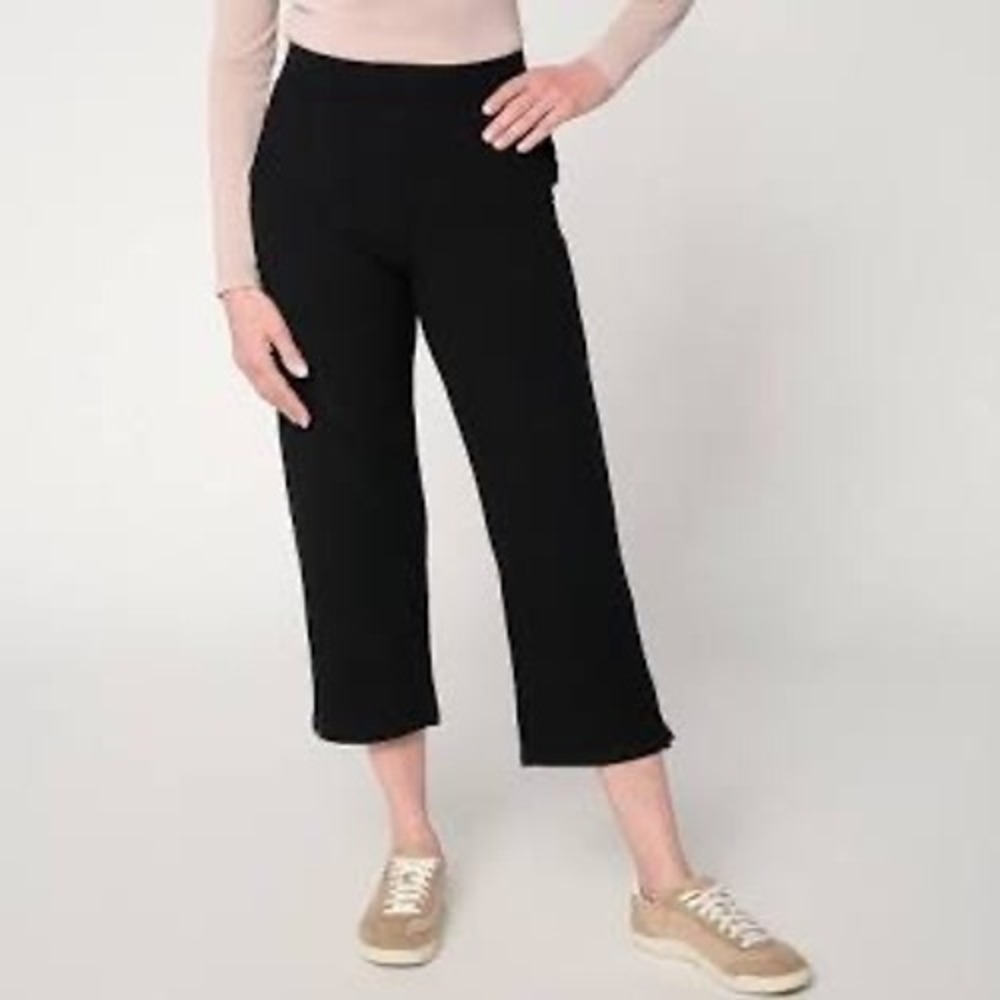 Barefoot Dreams Malibu Black Pima Cotton Modal Crop Pants M QVWM C1354